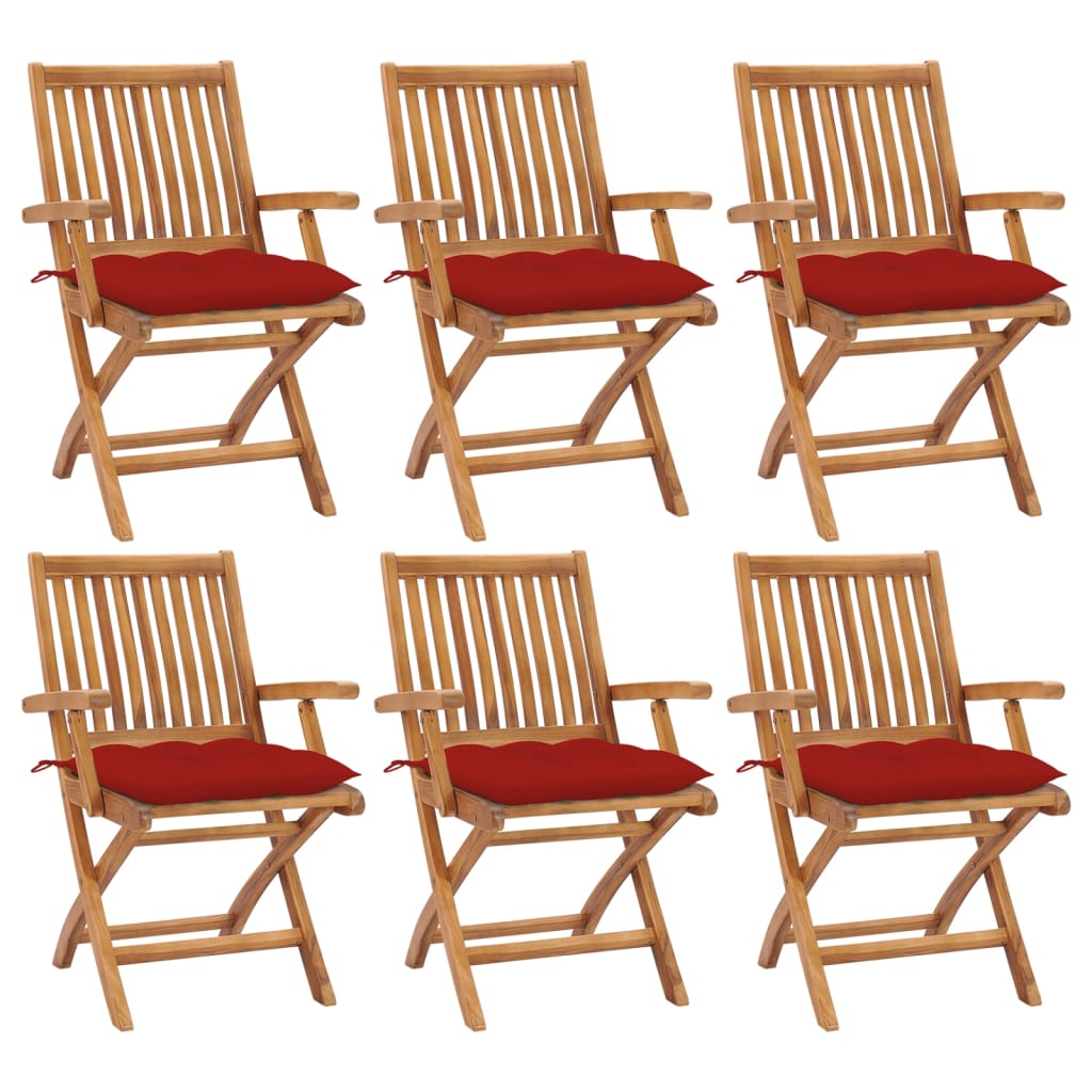 Klappstühle Mit Kissen, 6-teilig, Massivholz Teakholz Vidaxl