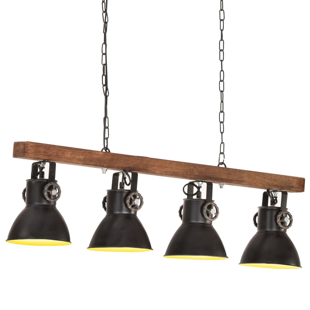 Deckenlampe Industriestil Schwarz E27 Mangoholz Vidaxl