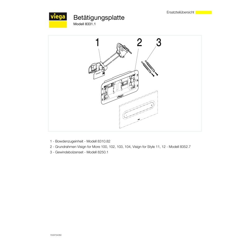 Viega 597115 Wc Betätigungsplatte Visign