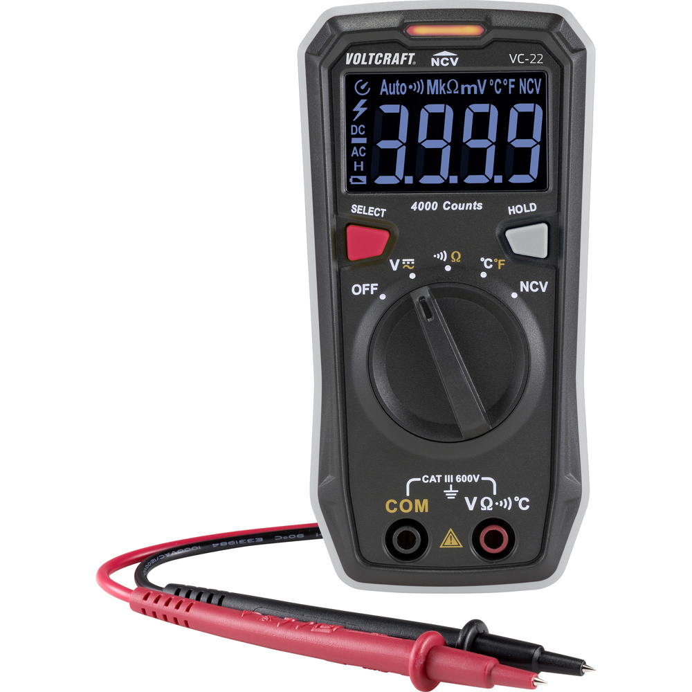 Voltcraft Vc-22 Hand-multimeter Digital Cat Iii 600 V Anzeige (counts): 4000