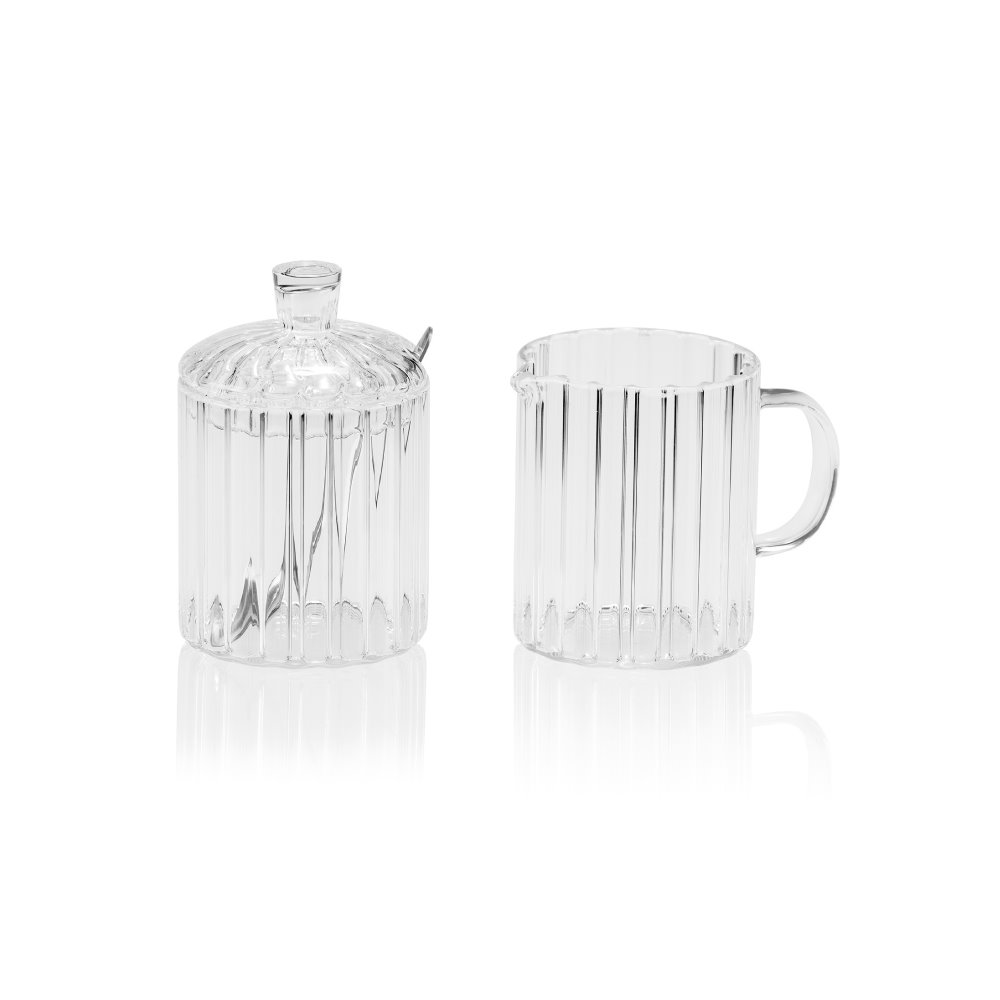 Andrea House Set De Zuckerdose Und Milchkännchen De Glas