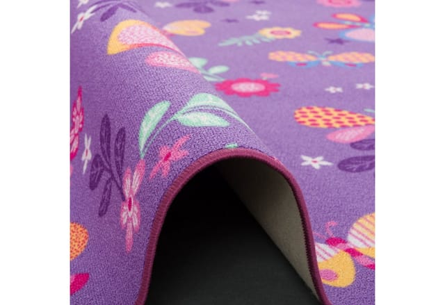 Snapstyle Kinder Spiel Teppich Schmetterling Lila 100cm Rund
