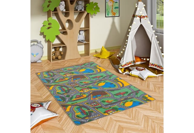 Snapstyle Kinder Spiel Straßenteppich Bunt 80x160cm