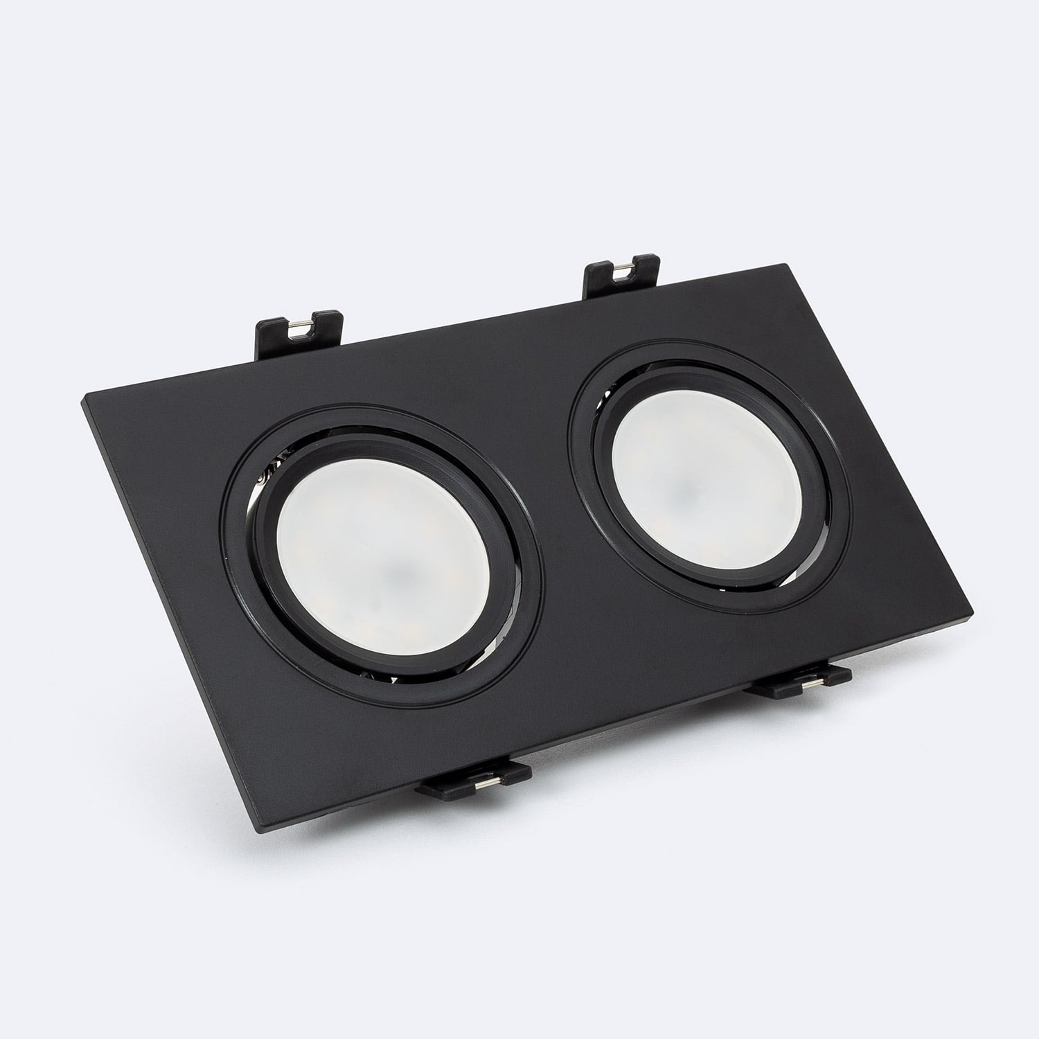 Efectoled - Downlight Einbaustrahler Eckig Schwenkbar Gu10 6w Schnitt 75x150 Mm Pc No Flicker 4000k Schwarz Neutralweiß
