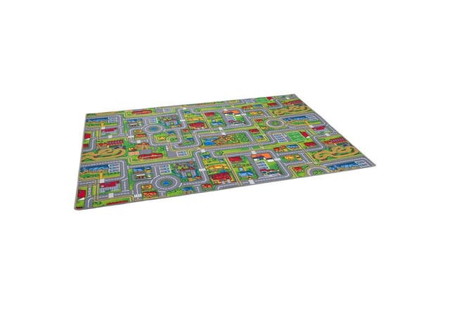 Snapstyle Kinder Spiel Straßenteppich Grau Grün 80x160cm