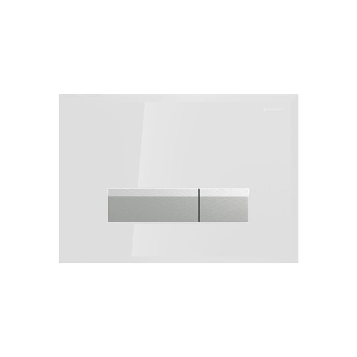 Sigma40 Betätigungsplatte 115600si1 Glas Weiss/aluminium Gebürstet, 2-mengen-spülung - Geberit