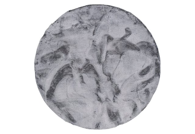 Pergamon Luxus Super Soft Fellteppich Plush Rund Grau Meliert 80x80cm