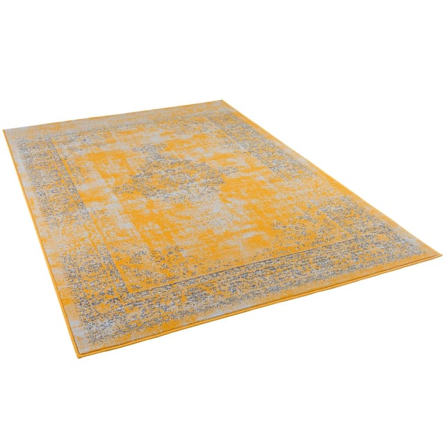 Pergamon Designer Teppich Passion Vintage Bordüre Safran Gelb 140x200cm
