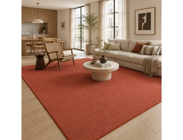 Snapstyle Feinschlingen Velour Teppich Strong Terrakotta 100x100cm