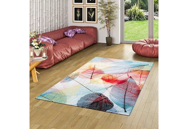 Pergamon Designer Teppich Faro Tropical Bunte Blätter Bunt 80x150cm