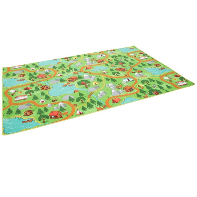 Snapstyle Kinder Spiel Teppich Campingplatz Bunt 160x160cm