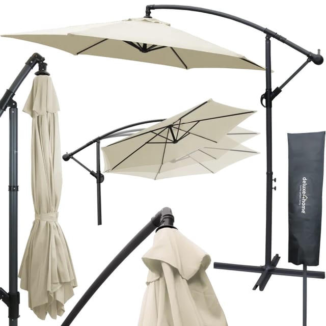 deluxe4home Sonnenschirm Ampelschirm mit Ständer Durchmesser 270cm Creme