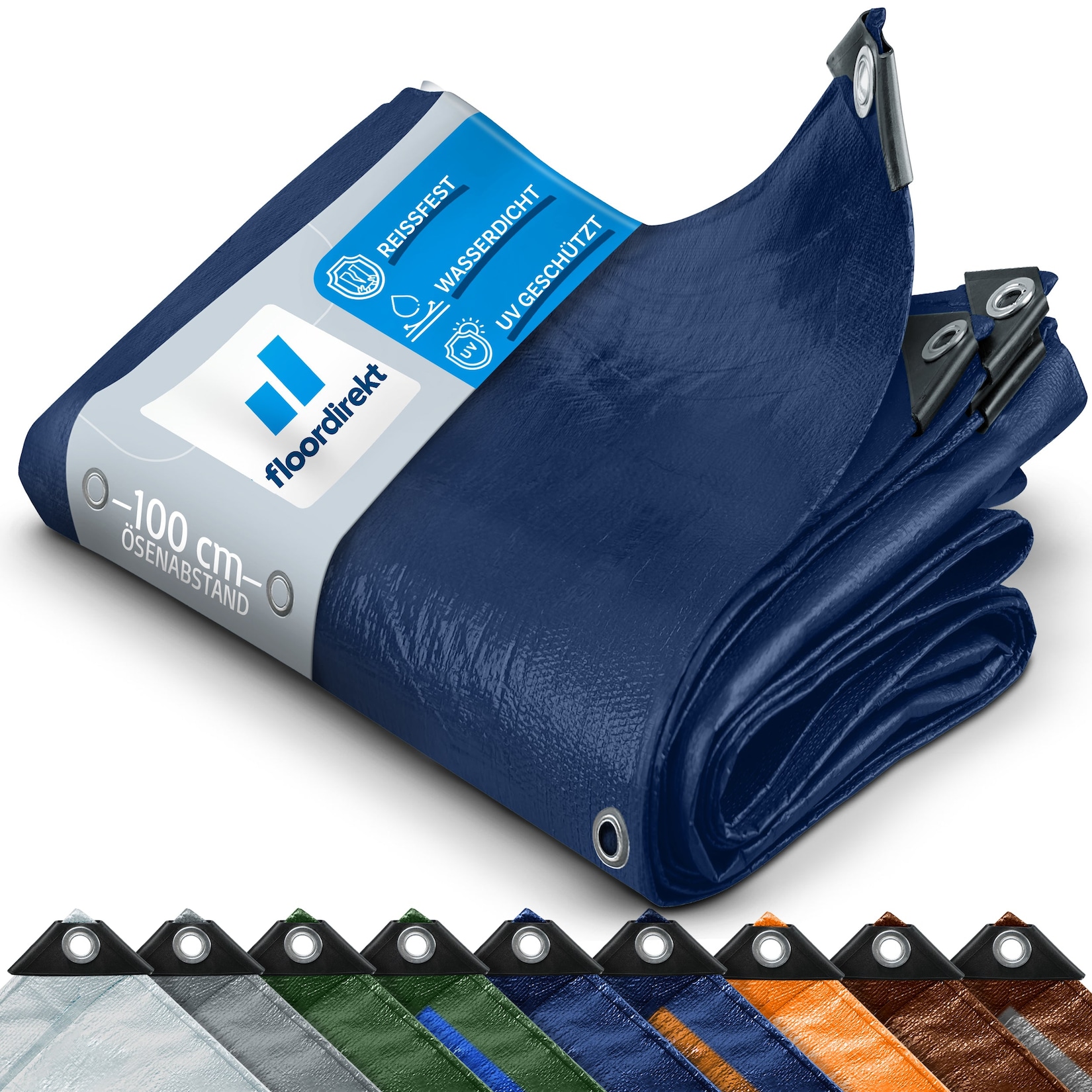 Karat Abdeckplane Wasserdichte Plane mit Ösen Schutzplane 140 g/m² 3 x 5 m Blau