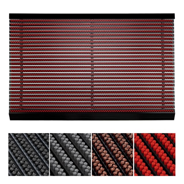 Karat Fußmatte Power Brush Fußabtreter Türmatte mit Hochleistungsbürsten Rot 40 x 60 cm