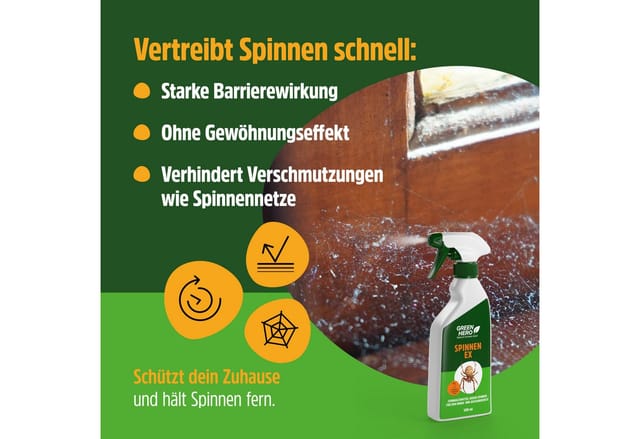GreenHero Spinnen-Ex Spray für Balkon Terrasse und auf dem Boot