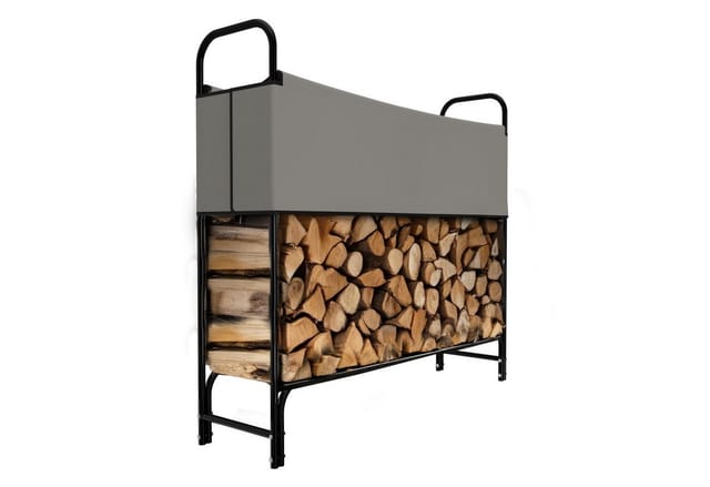 GARMIO Kaminholzregal Metall Holzunterstand Abdeckung Stapelhilfe 130x30x117cm