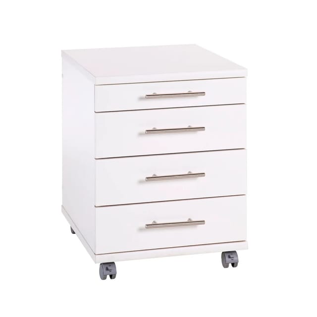 PROREGAL Rollcontainer Eagle HxBxT 57 x 42 x 50 cm mit Rollen 4 Schubladen Weiß