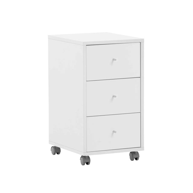PROREGAL Rollcontainer Pigeon HxBxT 59,7 x 32,6 x 39 cm 3 Schubladen Weiß