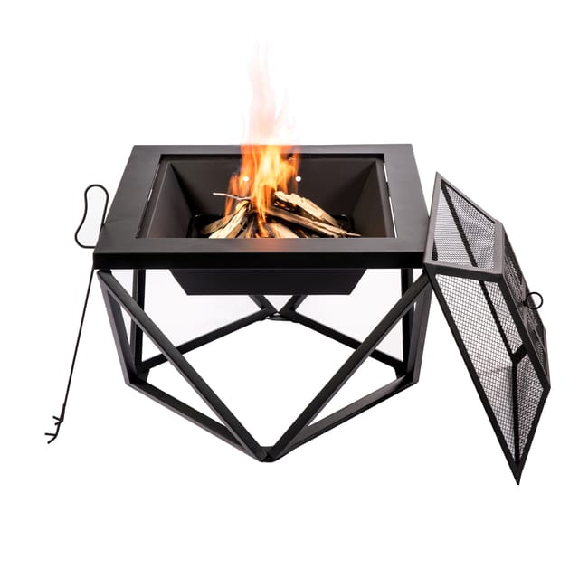 Teamson Home Garten Holzfeuerschale 24 Zoll mit Tischplatte