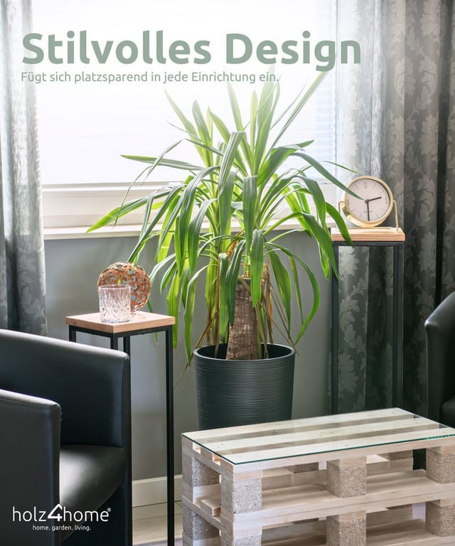 holz4home Blumenständer Dekoständer Eiche Natur Geölt 90 cm