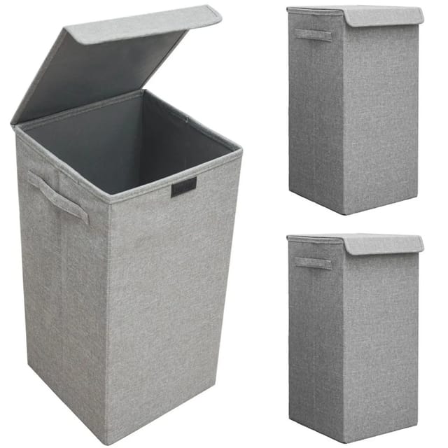 DuneDesign 2er Set Wäschekorb 50 Liter mit Deckel & XXL Wäschesammler