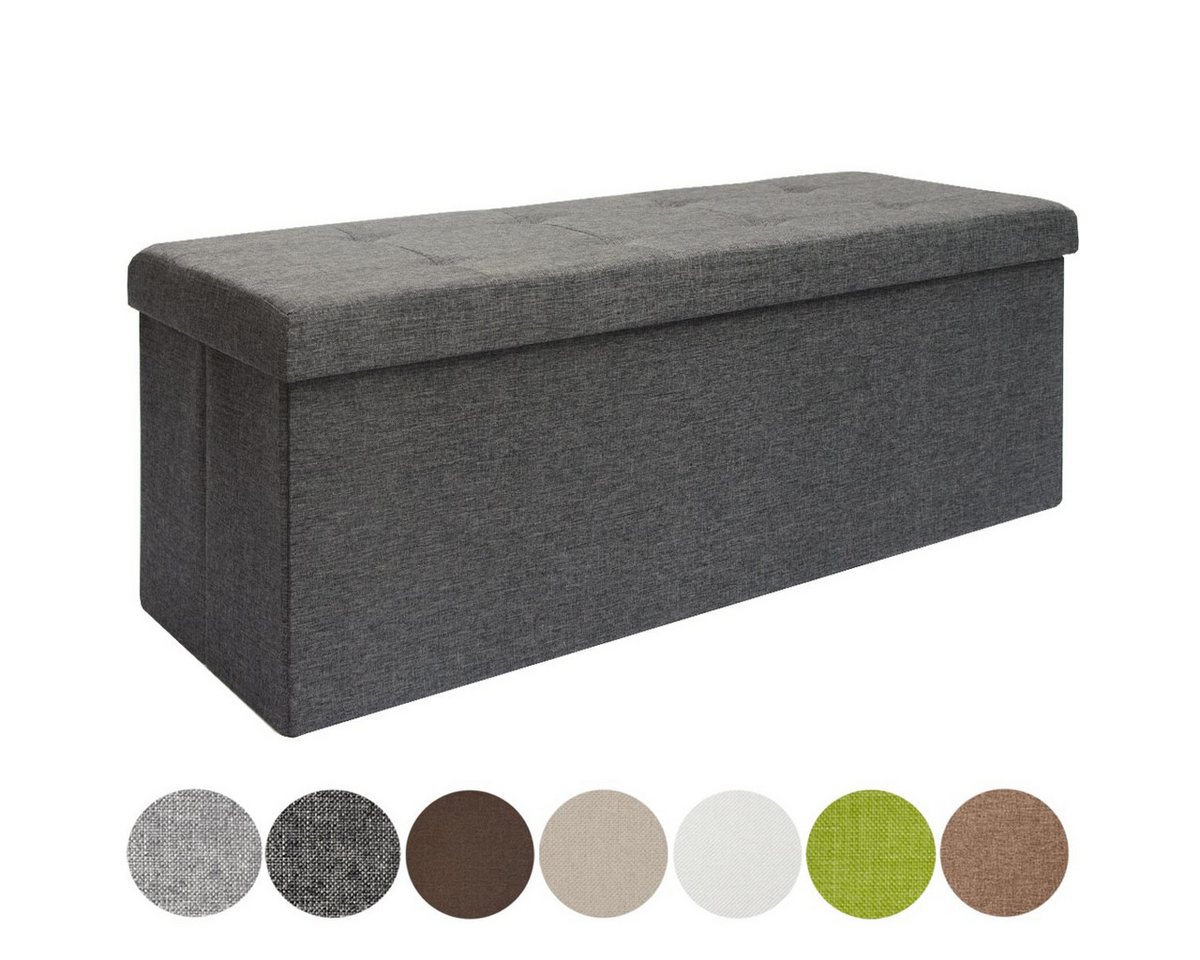 DuneDesign Sitzbank mit 120L Truhe & 2 Trennwände 110 x 38 x 38 cm Dunkelgrau
