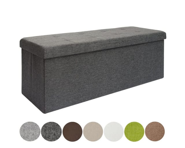 DuneDesign Sitzbank mit 120L Truhe & 2 Trennwände 110 x 38 x 38 cm Dunkelgrau