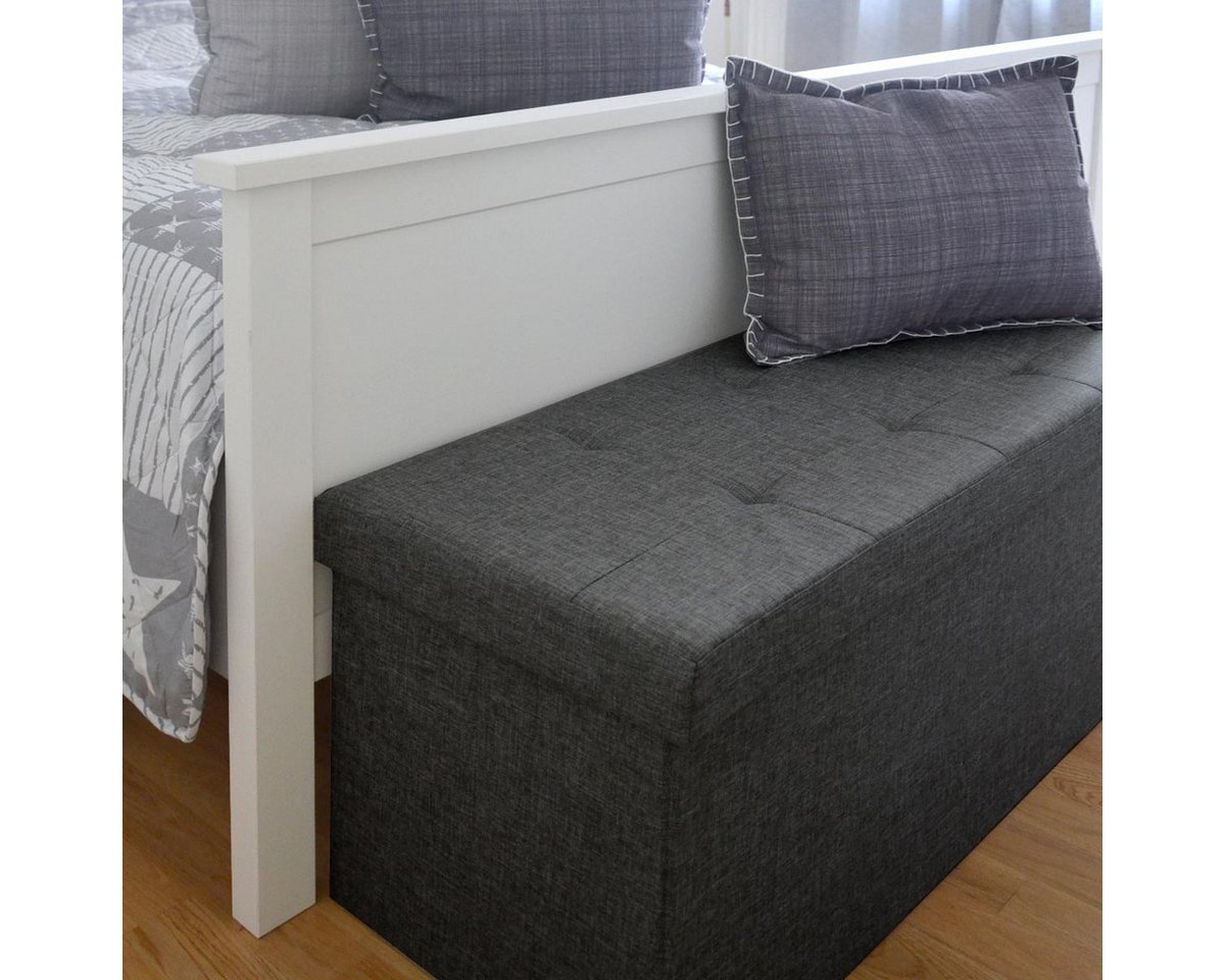DuneDesign Sitzbank mit 120L Truhe & 2 Trennwände 110 x 38 x 38 cm Dunkelgrau Bild 2