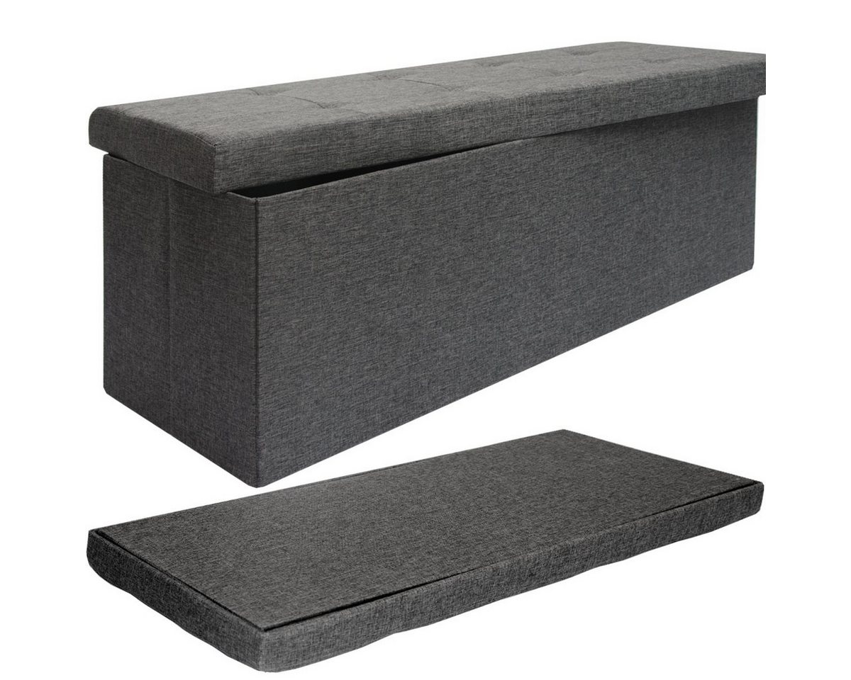 DuneDesign Sitzbank mit 120L Truhe & 2 Trennwände 110 x 38 x 38 cm Dunkelgrau Bild 4