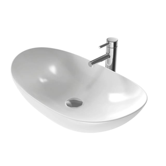 Emke Handwaschbecken Ovales Waschbecken 61.5 x 36 x 15.5 cm Keramik Aufsatzwaschbecken
