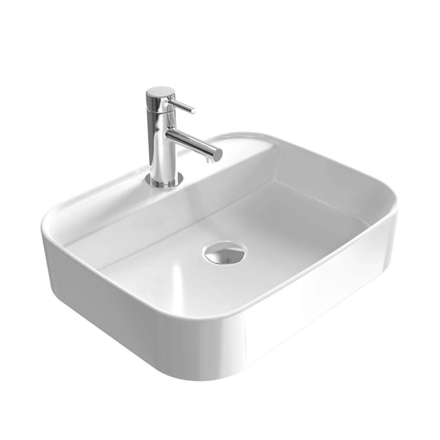 Emke Handwaschbecken Keramik Aufsatzwaschbecken 50 x 40 x 11 cm Eckiger Waschtisch Mit Hahnloch
