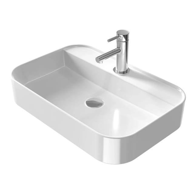 Emke Handwaschbecken Keramik Aufsatzwaschbecken 60 x 40 x 11 cm Eckiger Waschtisch Mit Hahnloch