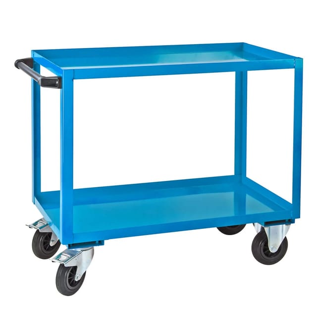 PROREGAL Tischwagen mit 2 Etagen HxBxT 50 x 100 x 91 cm Gesamtraglast 100 kg Pro Wanne Lichtblau