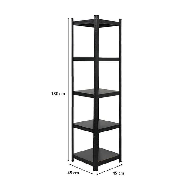 PROREGAL All Black Series Schwerlastregal Ragnar für Gesamtlast 500 kg HxBxT 180 x 45 x 45 cm Matt Schwarz Kellerregal Steckregal Garagenregal