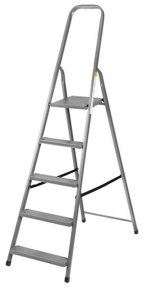 PROREGAL Metal Single Giraffe Einseitige-Metall-Bügelleiter 3 Stufen 125 cm Hoch 125 kg Tragkraft Stahl Trittleiter Stufenleiter Stehleiter