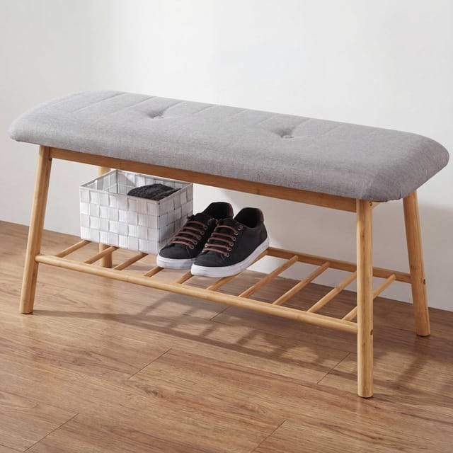MCW Sitzbank Schuhregal D90 Bambus