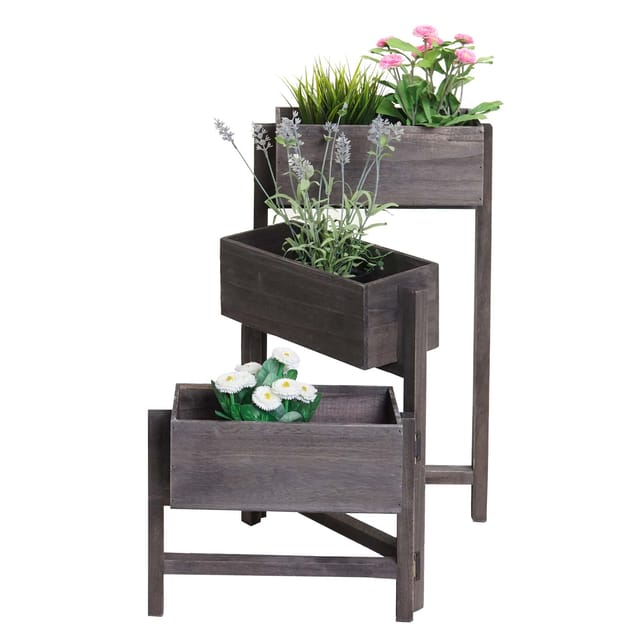 MCW Pflanzregal Standregal Grau-Braun