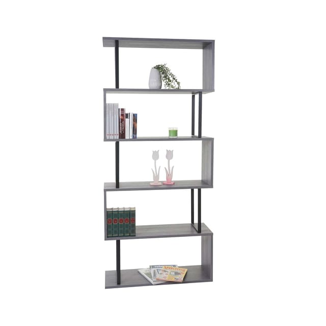 MCW Bücherregal A27 5 Ebenen Grau Metall Schwarz