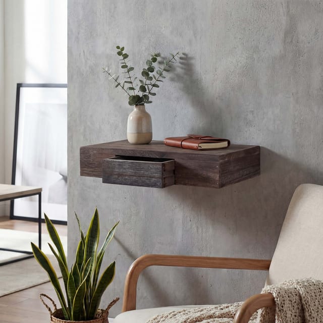 MCW Wandregal Cher 8x40x25cm Braun Shabby