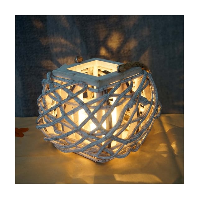 MCW Windlicht 40cm Holz Glaseinsatz
