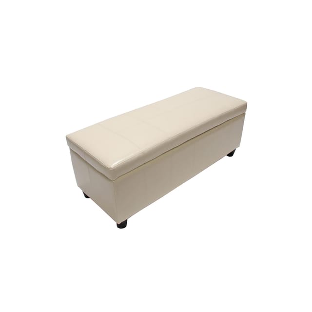 MCW Sitzbank mit Aufbewahrung Arezzo LEDER 114x38x45cm Creme