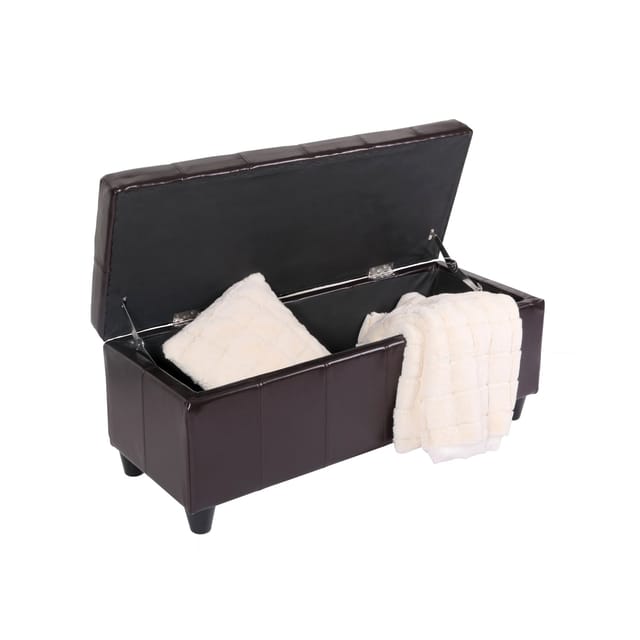 MCW Sitzbank mit Aufbewahrung Arezzo LEDER 112x45x45cm Braun