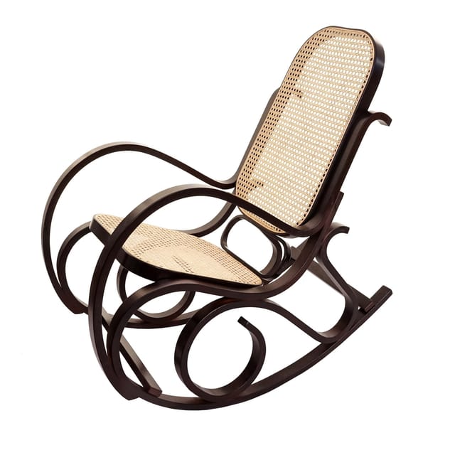 MCW Schaukelstuhl Gallarate Rattan Walnuss-Optik