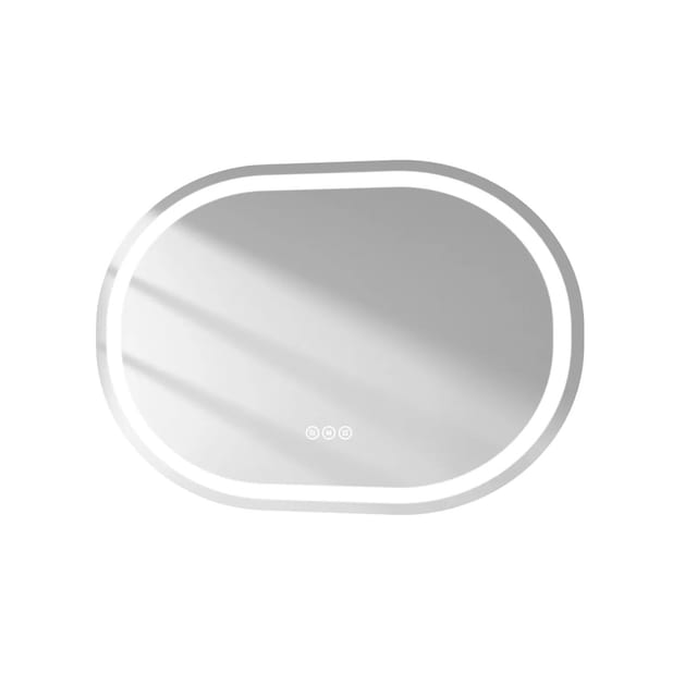 Emke Oval Spiegel 80 x 60 cm Badspiegel mit Beschlagfrei Badezimmerspiegel 3 Dimmbare Lichtfarben