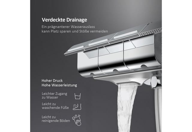 Emke Duschsystem mit Thermostat Duschset Handbrause mit 3 Strahlstärken Regendusche Chrom