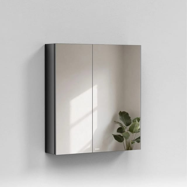 Emke Spiegelschränke Schwarz 60x65cm Badezimmerschränke 2-Türig für Badezimmer Waschtisch