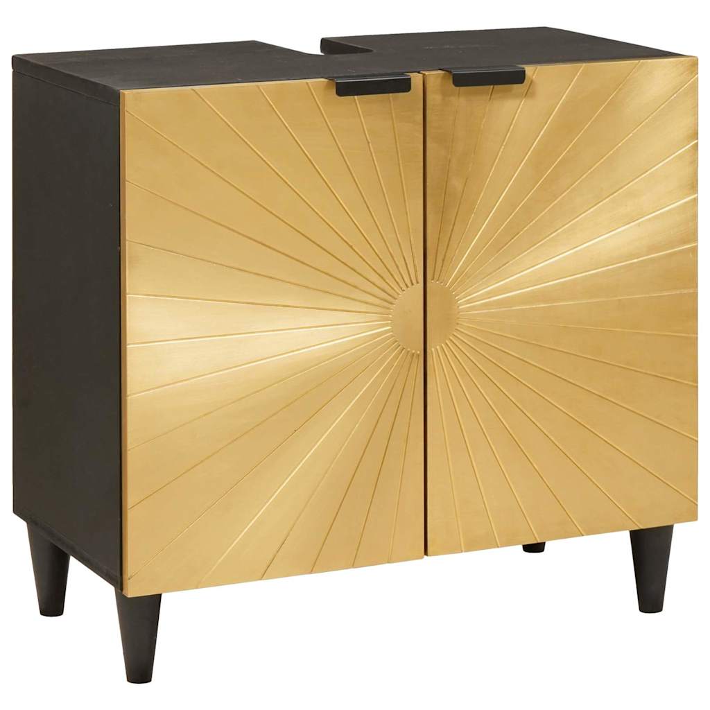 Spülenschrank Mit Regal Schwarz Und Gold 62 X 33 X 58 Cm Vidaxl