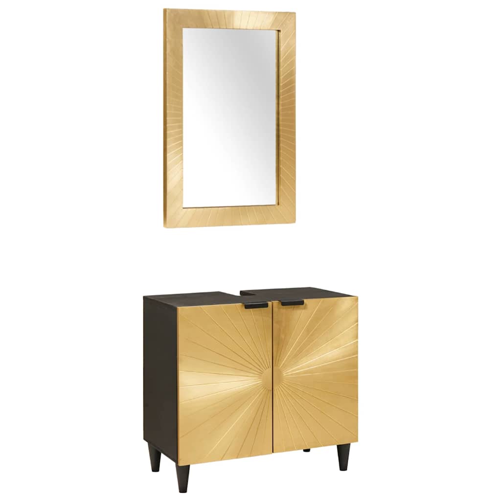 Badezimmermöbel-sets 2 Pcs Schwarz Und Gold 62 X 33 X 58 Cm Vidaxl
