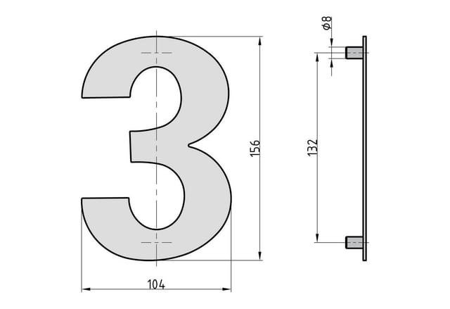 Basi - Hausnummer & Buchstaben - HN 160 - 3 - Stahl Anthrazit - 7300-1003
