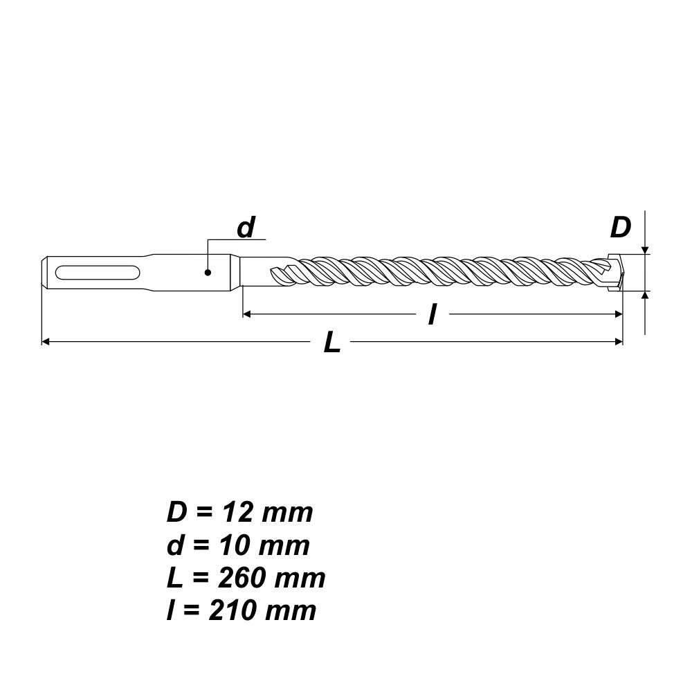 SDS-Plus Betonbohrer Ø 12x260mm Bohren mit Schlag Zubehör für Schlagbohrmaschine Bild 3
